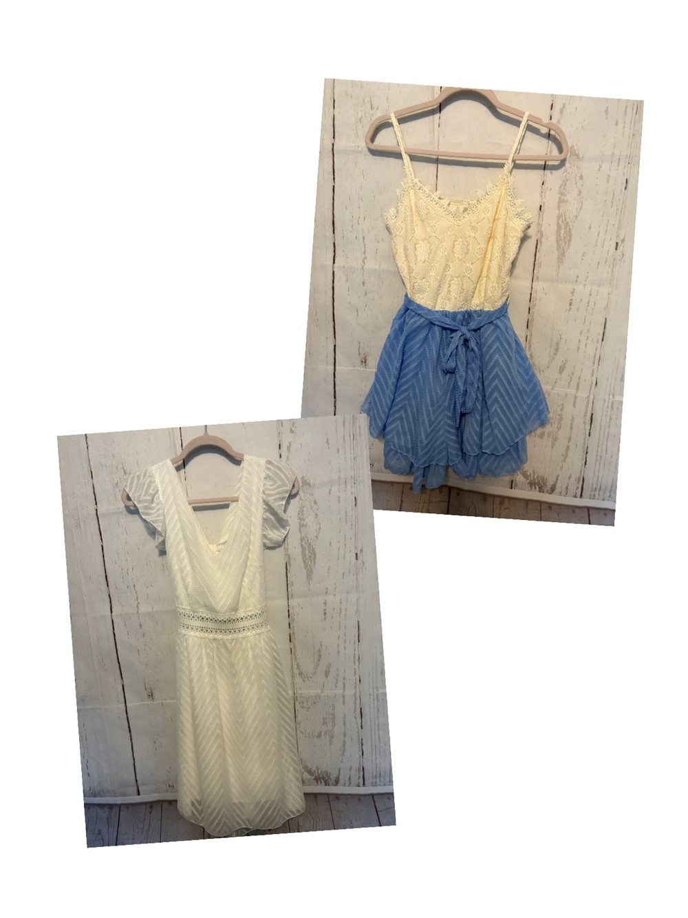 Like NWOT Ivory Lace Top/Light Blue Jumper & Lace A Line Mini Dress Size Large